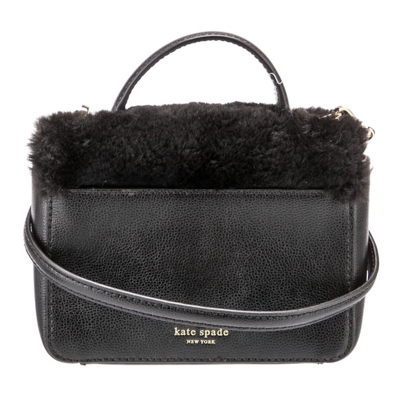 NWT Kate Spade Black Faux Fur Handle Crossbody Bag w/ Crystal Embellishments - Picture 4 of 16
